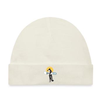 Cooler Fuchs mit Snowboard - Baby Premium Organic Mütze - Naturweiß - Vorne