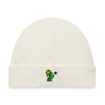 All Alien zeigt Peace Spruch zu Cool für Planet - Baby Premium Organic Mütze - Naturweiß - Vorne