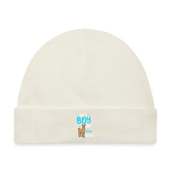 Nur Ein Junge, Der Lamas Liebt - Baby Premium Organic Mütze - Naturweiß - Vorne