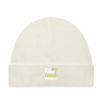 Essen Schlafen Tennis Wiederholen Lustig Sport - Baby Premium Organic Mütze - Naturweiß - Vorne
