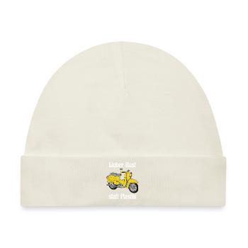 Schwalbenfahrer Simson Schwalbe Kult Roller DDR - Baby Premium Organic Mütze - Naturweiß - Vorne