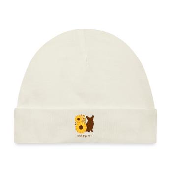 Sonnenblumenmutter - Walisischer Corgi - Baby Premium Organic Mütze - Naturweiß - Vorne