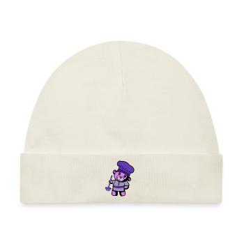 Hobbykoch Kochkunst Teddybär Koch Suppenkelle - Baby Premium Organic Mütze - Naturweiß - Vorne