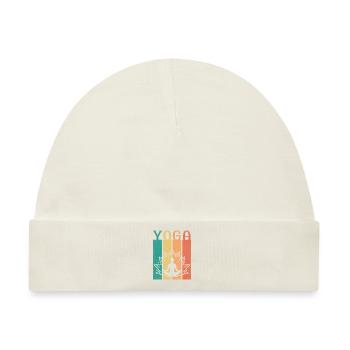Retro Lotus Flower Meditating Yoga - Baby Premium Organic Mütze - Naturweiß - Vorne