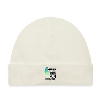 Snowboard Mädchen Frau Winterurlaub - Baby Premium Organic Mütze - Naturweiß - Vorne
