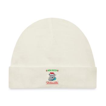 Mein Erstes Weihnachten Baby 1 Jahr Heilig Abend - Baby Premium Organic Mütze - Naturweiß - Vorne