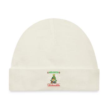 Mein Erstes Weihnachten Baby 1 Jahr Heilig Abend - Baby Premium Organic Mütze - Naturweiß - Vorne