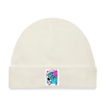 Vaporwave Ästhetik Retro Totenkopf Vaporwave Geometrie - Baby Premium Organic Mütze - Naturweiß - Vorne