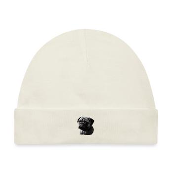 Mops-schablonen-design Weiß Und Schwarz - Baby Premium Organic Mütze - Naturweiß - Vorne