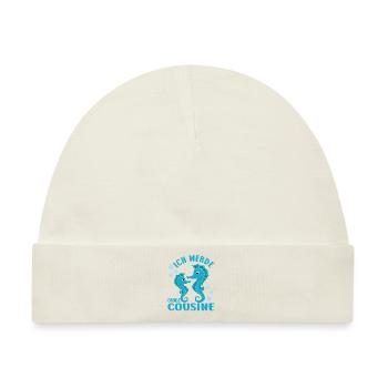 Cousine Ich werde große Cousine Cousinen Seesterne - Baby Premium Organic Mütze - Naturweiß - Vorne