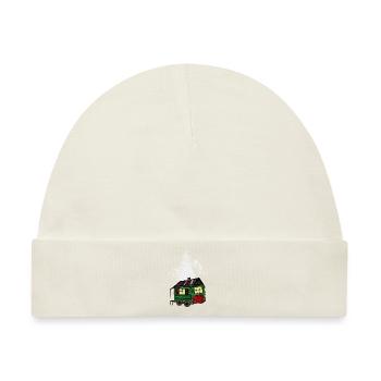 Bauwagen Xmas Winter Natur Gebirge Berg Alpen - Baby Premium Organic Mütze - Naturweiß - Vorne