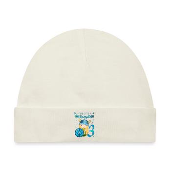 Schildmaid - Geburtstag 3 Jahre nordisch Wikinger - Baby Premium Organic Mütze - Naturweiß - Vorne