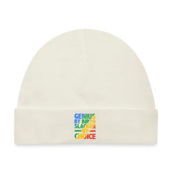 Genius By Birth Slacker By Choice 17 - Baby Premium Organic Mütze - Naturweiß - Vorne