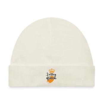 Knitting Knitter Girl Knitting - Baby Premium Organic Mütze - Naturweiß - Vorne