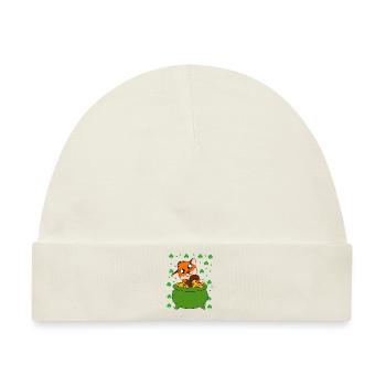 Niedlicher Fuchs Kleeblätter St. Patrick's Day - Baby Premium Organic Mütze - Naturweiß - Vorne