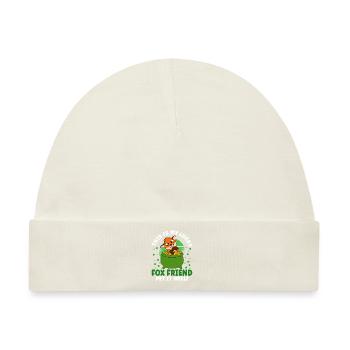 Niedlicher Fuchs Kleeblätter St. Patrick's Day - Baby Premium Organic Mütze - Naturweiß - Vorne