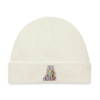 Kunstdruck Art Bär Teddy Grizzly bunt - Baby Premium Organic Mütze - Naturweiß - Vorne