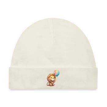 Kleiner Löwe mit Luftballon - Baby Premium Organic Mütze - Naturweiß - Vorne