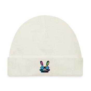Hasengesicht Cooler Osterhase mit Brille - Baby Premium Organic Mütze - Naturweiß - Vorne