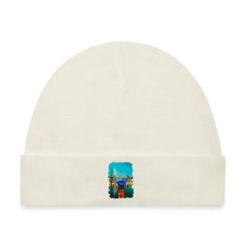 Hamburger Frau brünett Skyline Illustration - Baby Premium Organic Mütze - Naturweiß - Vorne