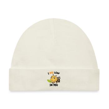 Ich Bienenblatt in dir süße Hummel - Baby Premium Organic Mütze - Naturweiß - Vorne