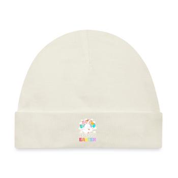 Frohe Ostern - weiße Kaninchen-Ostereier - Baby Premium Organic Mütze - Naturweiß - Vorne