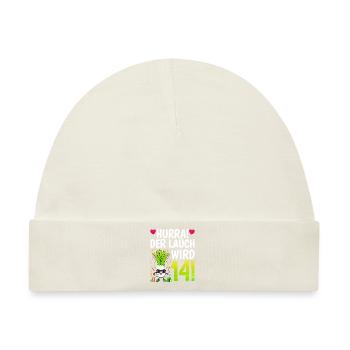 Hurra der Lauch wird 14 - Baby Premium Organic Mütze - Naturweiß - Vorne