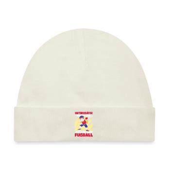 Unterschätze Niemals Einen Jungen Fußball - Baby Premium Organic Mütze - Naturweiß - Vorne