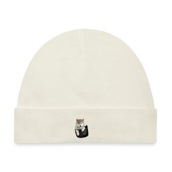 Niedlicher grauer Wolf in der Tasche Lustige Wolves-Grafik - Baby Premium Organic Mütze - Naturweiß - Vorne