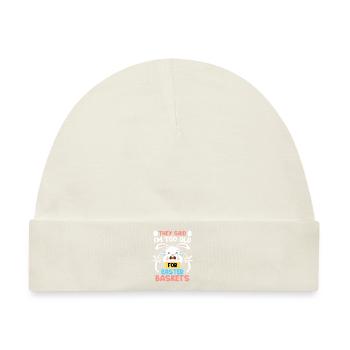 Osterhasen Osterkörbchen Bunny Ostereier - Baby Premium Organic Mütze - Naturweiß - Vorne