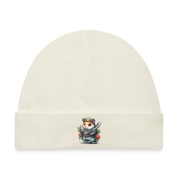Ninja-Hamster-Kampfmeister. Hamster im Kampfmodus - Baby Premium Organic Mütze - Naturweiß - Vorne