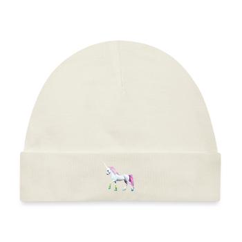 pinkes Einhorn mit pinkem Schweif - Baby Premium Organic Mütze - Naturweiß - Vorne