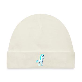 Einhorn blaue Mähne blauer Schweif - Baby Premium Organic Mütze - Naturweiß - Vorne