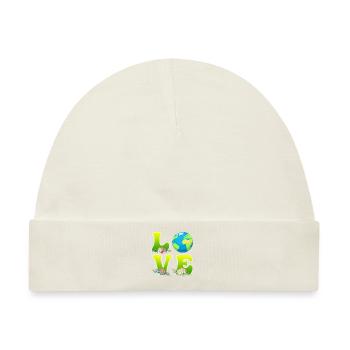 Save the Earth LOVE Mission Erde Umweltschutz - Baby Premium Organic Mütze - Naturweiß - Vorne