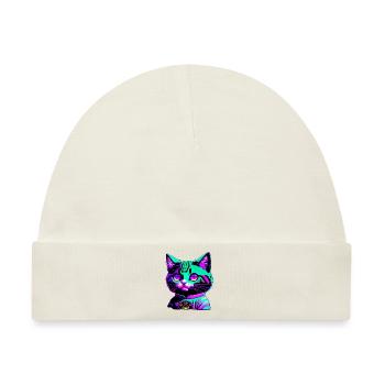 Funky cat - Baby Premium Organic Mütze - Naturweiß - Vorne