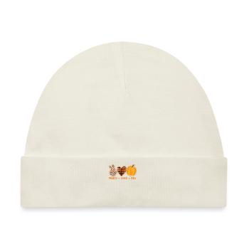 Frieden Liebe Herbst Vibes Hallo Herbst Kürbis - Baby Premium Organic Mütze - Naturweiß - Vorne