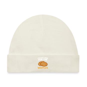 Ich bin nur wegen der Waffeln hier - Baby Premium Organic Mütze - Naturweiß - Vorne