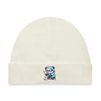 Panda Puckster - Baby Premium Organic Mütze - Naturweiß - Vorne