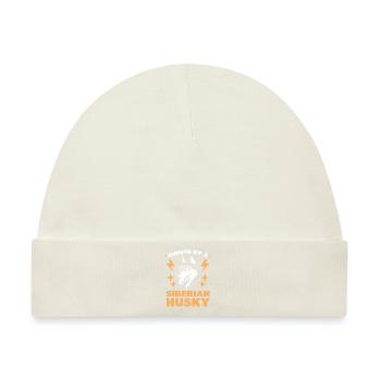 Im Besitz eines Siberian Huskys Siberian Sled Dog - Baby Premium Organic Mütze - Naturweiß - Vorne