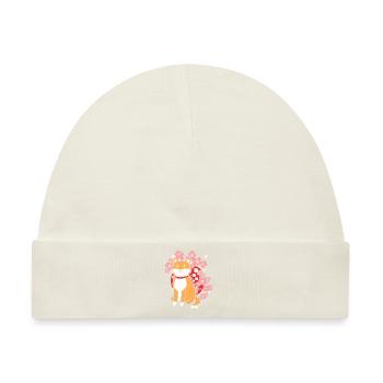 Shiba Inu Cherry Blossom - Baby Premium Organic Mütze - Naturweiß - Vorne