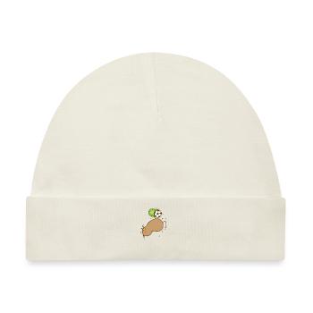 Kiwi mit Fallrückzieher Vogel und Frucht - Baby Premium Organic Mütze - Naturweiß - Vorne
