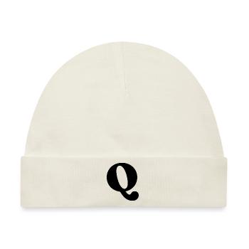 Buchstabe Q - Baby Premium Organic Mütze - Naturweiß - Vorne