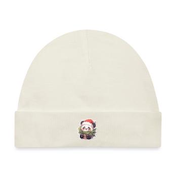 Panda Weihnachten Panda Pandas Panda Weihnachten - Baby Premium Organic Mütze - Naturweiß - Vorne