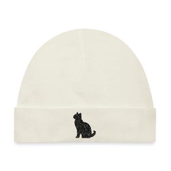Sternenkatzen-Silhouette in Schwarz-Weiß - Baby Premium Organic Mütze - Naturweiß - Vorne