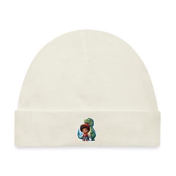 Dino Weihnachten Weihnachtsbaum - Baby Premium Organic Mütze - Naturweiß - Vorne
