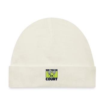 See You In Court Tennisschläger Tennistrainer - Baby Premium Organic Mütze - Naturweiß - Vorne