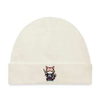 Samurai-Katze #7 - Baby Premium Organic Mütze - Naturweiß - Vorne