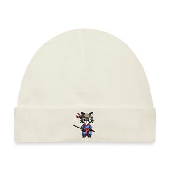 Samurai-Katze #24 - Baby Premium Organic Mütze - Naturweiß - Vorne