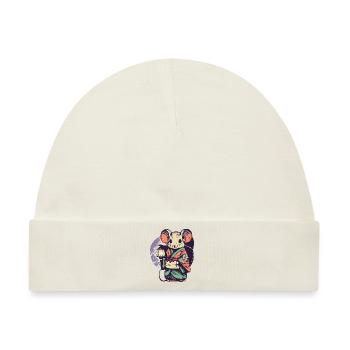 Maus im Kimono - Baby Premium Organic Mütze - Naturweiß - Vorne