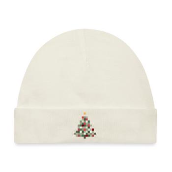 8-Bit Retro Tannenbaum Xmas - Baby Premium Organic Mütze - Naturweiß - Vorne